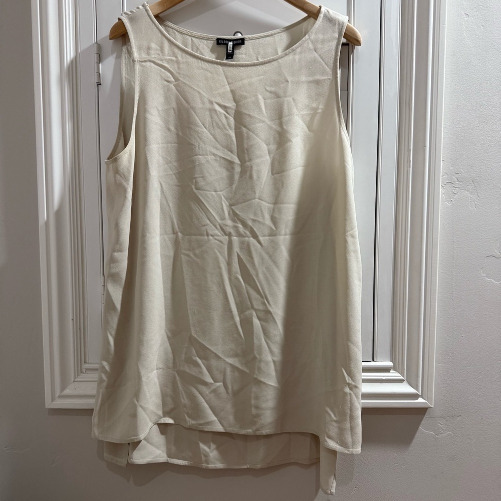 Eileen Fisher 100% Silk Cream Tank Top Blouse - Size Large